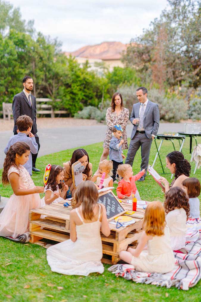 Wedding Activities for Kids, Rustic Palette Table, Wedding Reception Ideas